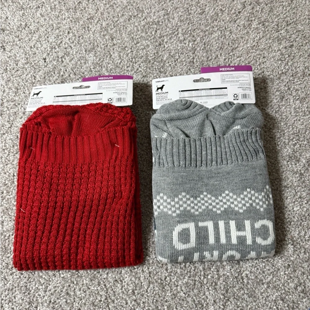 VibrantLife Medium Pet Sweater 3 Pack Cozy Winter Dog Knit Pullovers (20–50 lb)